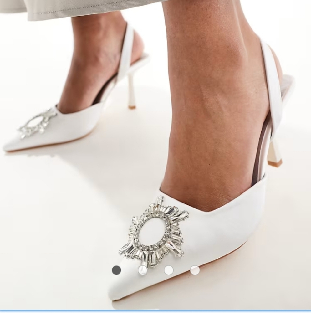 UNILADY Rhinestone Jewel Sparkly Satin Slingback Shoes NWT NIB